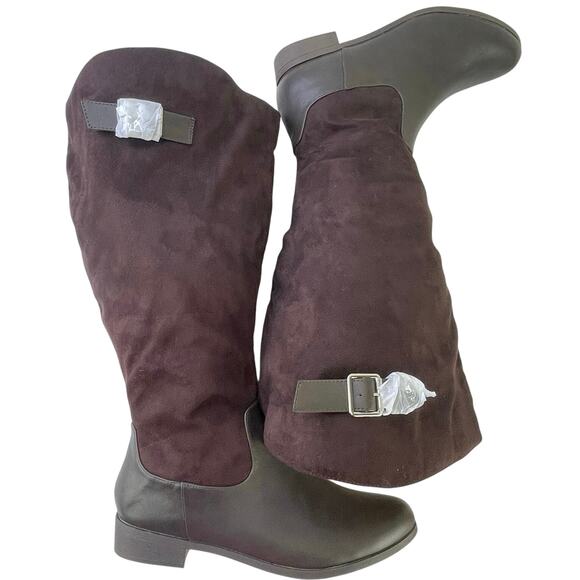 Journee Collection Women Brown Buckle Accent Frenchy Round Toe Dress Boot 11 XWC - Picture 6 of 16